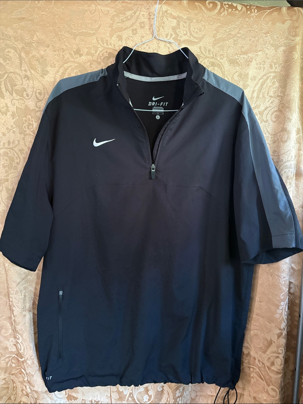 Nike Black and Gray Dri-FIT Quarter-Zip Pullover Shirt